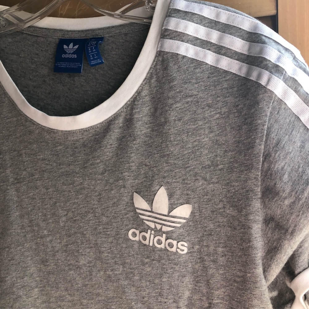 Adidas Gray 3-Stripes Tee